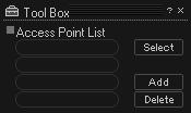 2 Click the Tool Box button. The Tool Box window appears. 3 Click Add. The Add New Access Point dialog box appears.