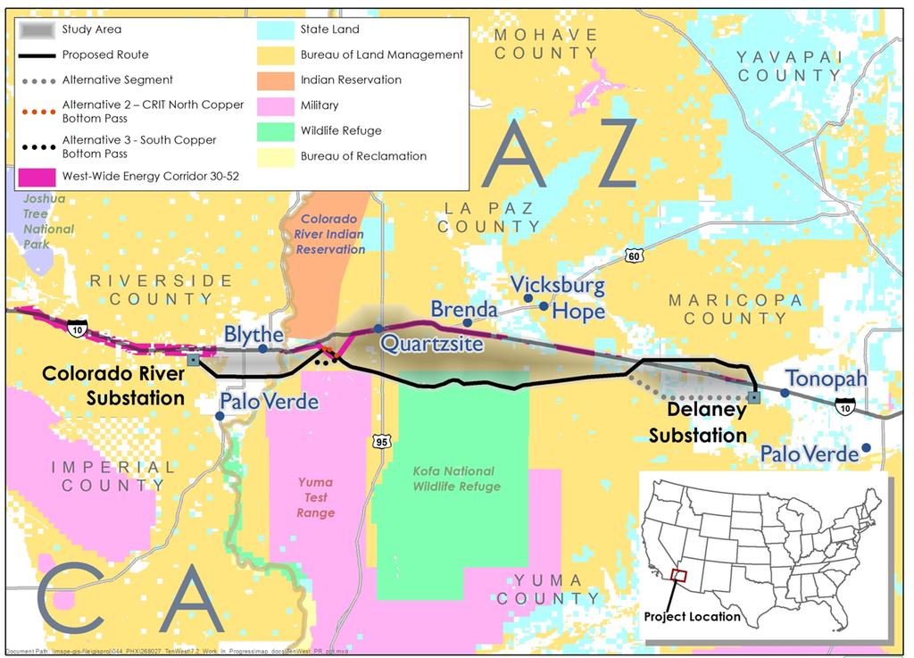 Summary Proposed 114 mile 500 kv transmission project that will connect with Delaney Substation near Palo Verde Nuclear Generating Station, and Colorado River Substation near Blythe, California (97