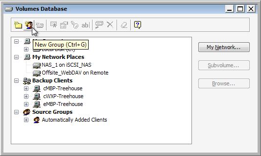 Part 1 Defining the laptops 1. Click on Configureà Volumes and click the New Group button on the Volumes Database window toolbar. 2.
