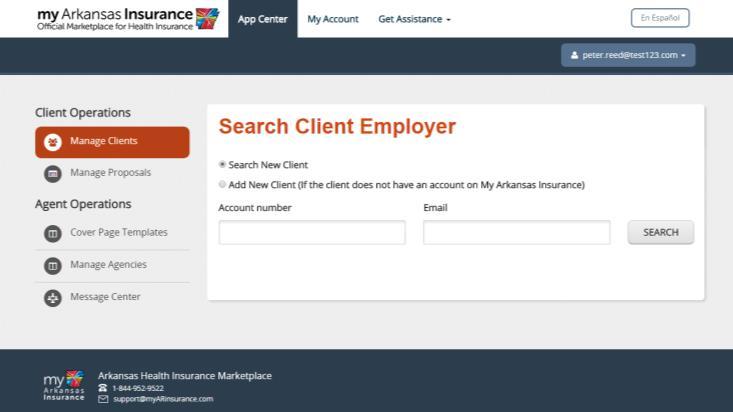 Managing Clients To add a client: 1. On the Clients page, click Add New Client. 2. On the Search Client page, select Add New Client radio button. 3. Click Search. Figure 16.