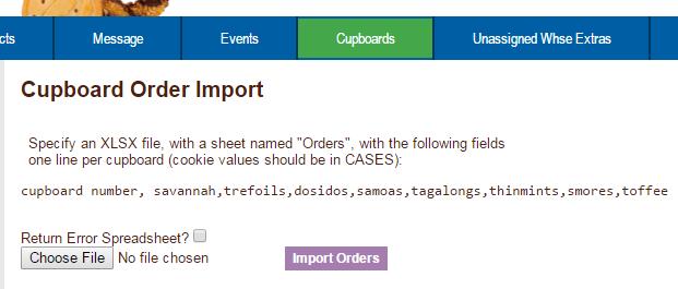 Browse your computer for the import spreadsheet and click the Import Orders button. ebudde will send your job to the queue and inform you of results via email and on the council level Jobs tab.