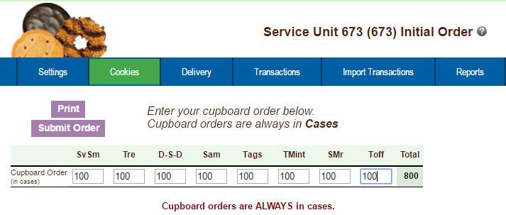 Cookies Tab Cupboard clerks, cupboard clerk lites and Cupboard managing clerks can place an initial order for your cupboards.