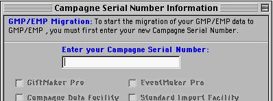 9) Once again, you need to enter your Campagne serial number. 10) Last chance to confirm you have a working backup of your current data file! Click Proceed to continue or Quit if you are unsure.