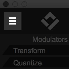 Settings On top of the modulator list you can access the settings. You can change the work$ow and the appearance of the editor and save your changes.