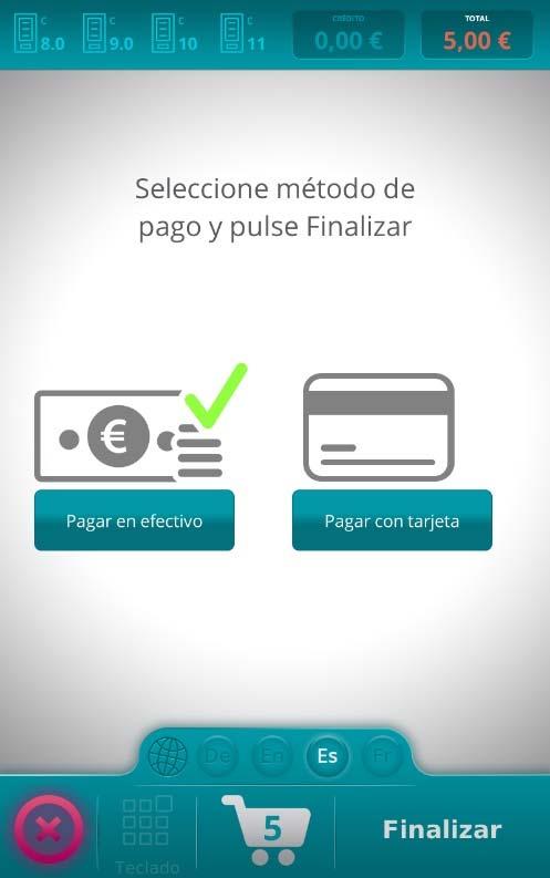 continue with the purchase, a screen appears where you can choose the payment method. Here you can choose from among available payment methods.