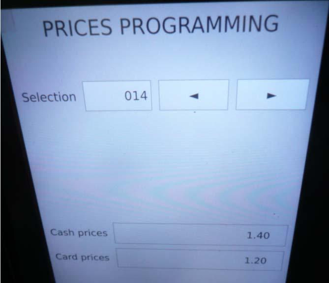 Prices programming Prices programming is accessible from programming mode, sales menu, prices programming.