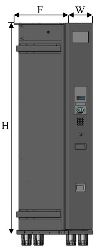 2. Volume and weight Dimensions Height (H) Width (W) Depth (F) Weight Vending payment module with display