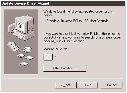 The Update Device Driver Wizard dialog box will appear a second time in order to install support for Windows 95 communication ports. See Figure 4-2. Communications Port (COM2) Figure 4-2.