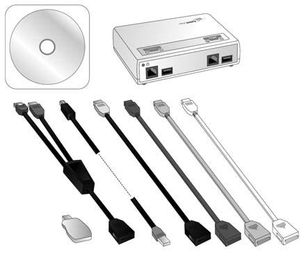 2. The mce100 Starter Kit Package contents 3. Getting started The mce100 Starter Kit includes: 1. The mce100 connection box 2. USB Cable, which connects the mce100 to the PC 3.
