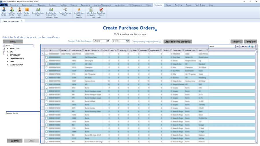 Create a Purchase Order 1. Navigate to the Create Purchase Orders screen. 1. Log In to the Data Center Application to display the Data Center ribbon menu. 2.
