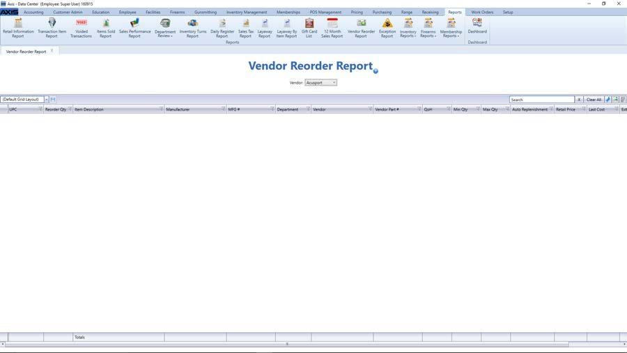 View the Vendor Reorder Report Complete the following procedure to generate and view a record of items that have fallen below their minimum inventory level. 1.