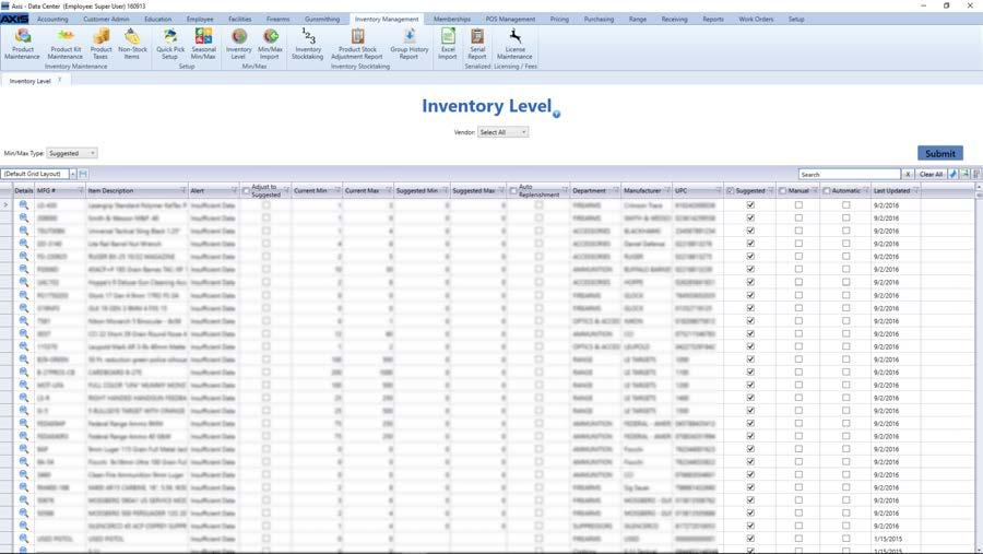 Use the Inventory Level screen 1. Log In to the Data Center Application to display the Data Center ribbon menu. 2.