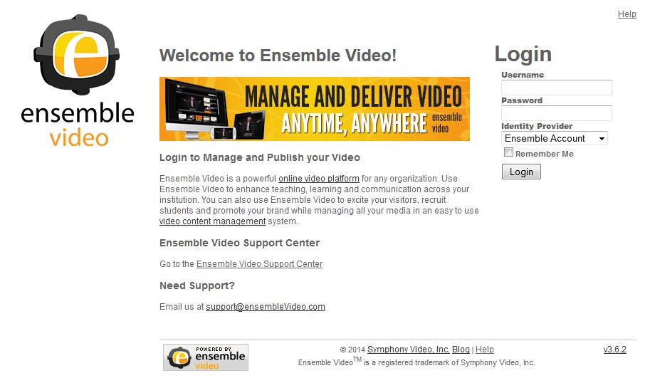 Ensemble Getting Started Guide Note: These instructions are for districts participating in the service included in the Instructional Multimedia CoSer.