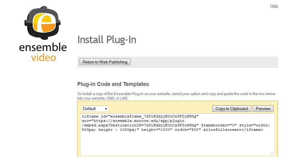 Web Publishing: Playlist Plug-In Code and Templates Click on the Install link under the Plug-In category next to your