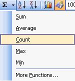 Now type the formula =SUM(B5:B16)/COUNT(B5:B16), as illustrated. COUNT function The COUNT function counts the number of cells with values only for a specified range.