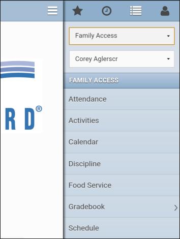 Here is the Family Access view. Notice the Student selection box to switch between the students this guardian is attached to.