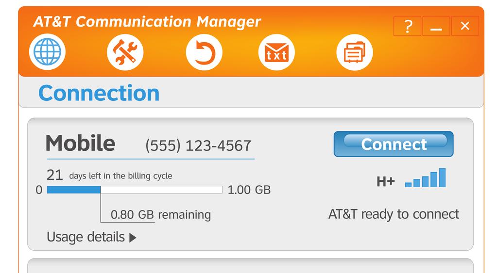 Connect Options (continued) Manage Data Usage Connect via Wi-Fi network For all DataConnect plans, you can manage your wireless data usage by: 1.