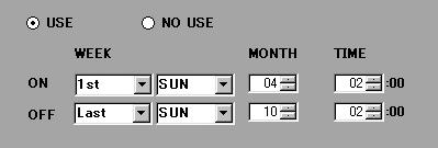 MENU SETTINGS (MENU WINDOW) (User Level: ID4) 2 DAYLIGHT SAVING (Default setting: USE) This sets daylight saving time and whether daylight saving is to be used or not.