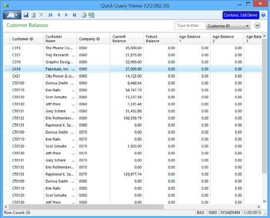 Page 33 of 33 AR Collections Manager Quick Query Features Accounts Receivable Quick Query The AR Collections Manager application adds additional functionality to the Customer Balances, Customer