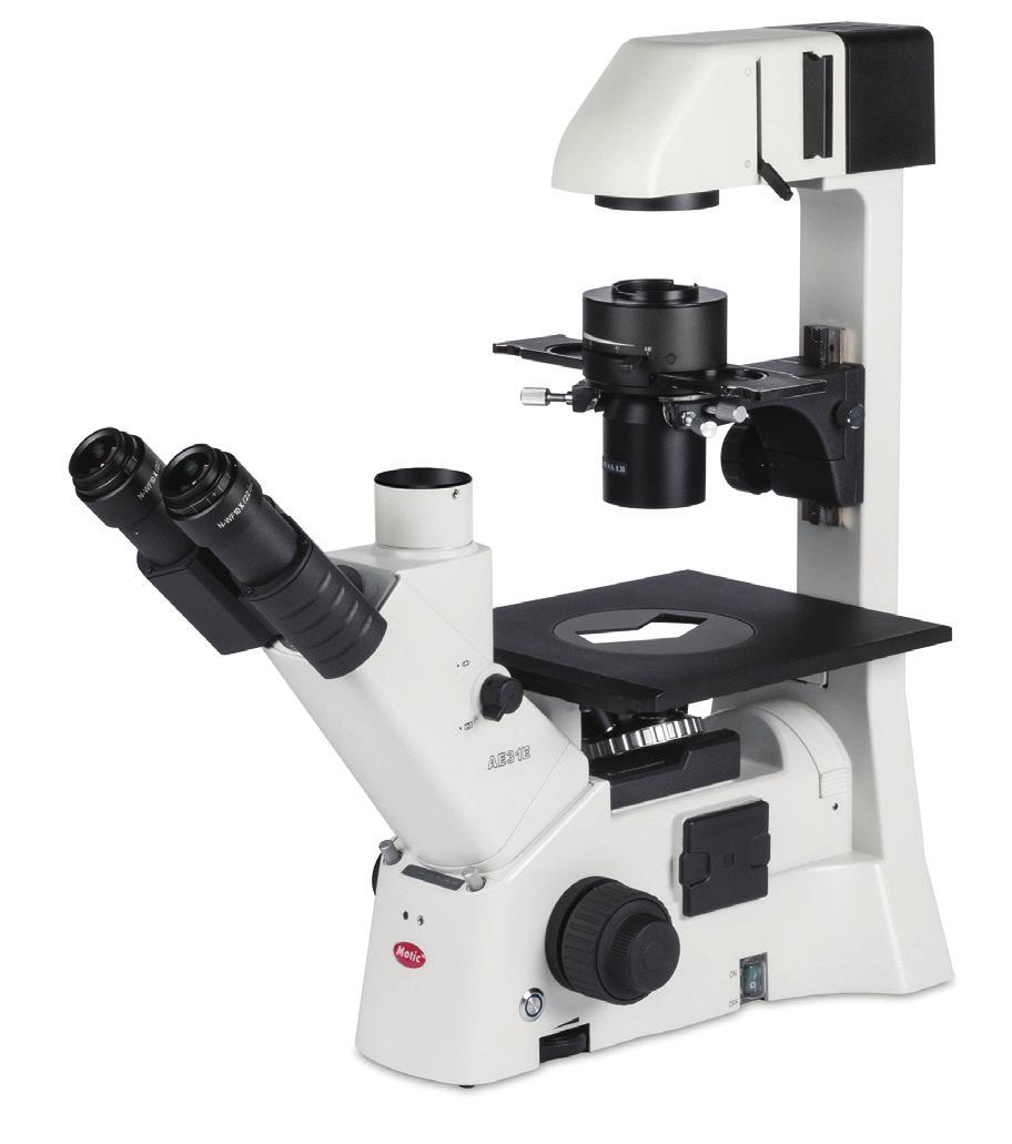 LIGHT & COMPOUND MICROSCOPES MOTIC AE31 ELITE RESEARCH GRADE INVERTED MICROSCOPE The Motic AE31 Elite inverted microscopes provide excellent optical quality and unmatched operational convenience.