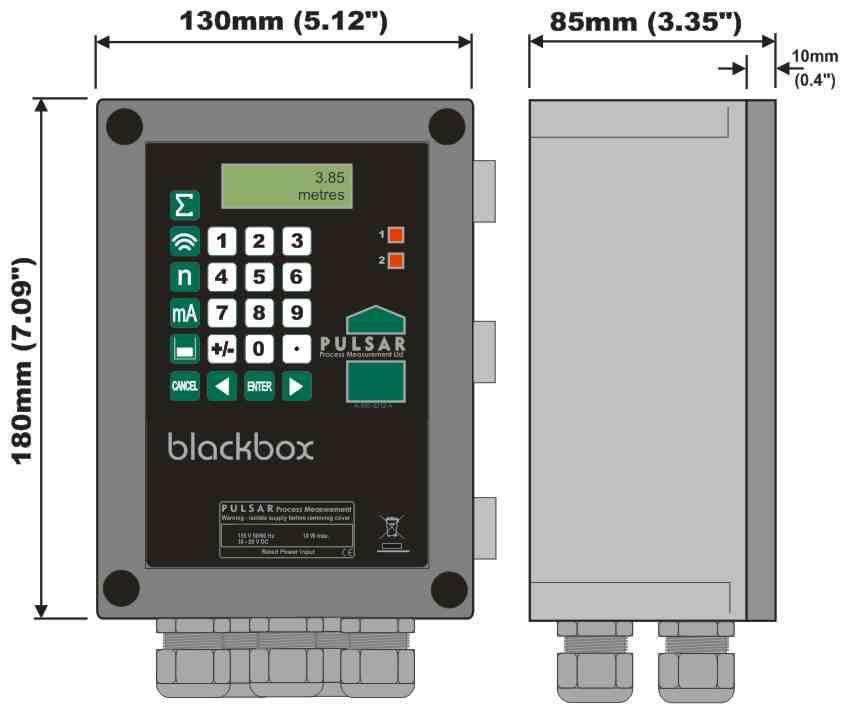 The full dimensions of the enclosure are as shown below.