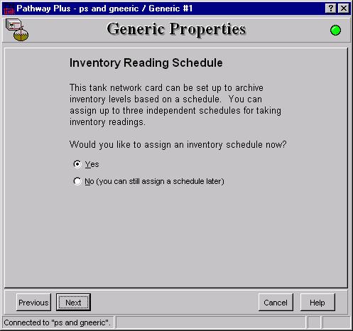 This is where the user has the choice of assigning an inventory schedule or not. This card can be set up to archive inventory levels based on a schedule.