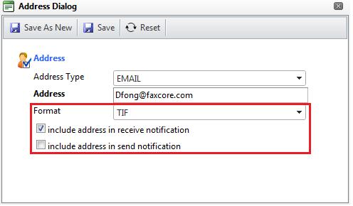Note: More Detail on Notifications (NOR and NOS) A TIF email notification will be sent to mailbox Dfong@faxcore.com when receiving a fax.