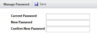Manage Password 1. Click to arrive at the following screen. From this location, you may change your password.