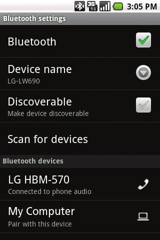 Touch Bluetooth to turn Bluetooth power on. 4. Touch Bluetooth settings > Scan for devices. 5.