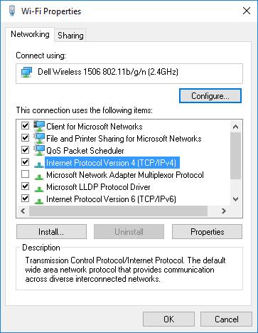 In the Window that appears select Internet Protocol