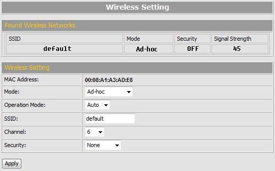 WEP Setting The Wireless model supports WEP