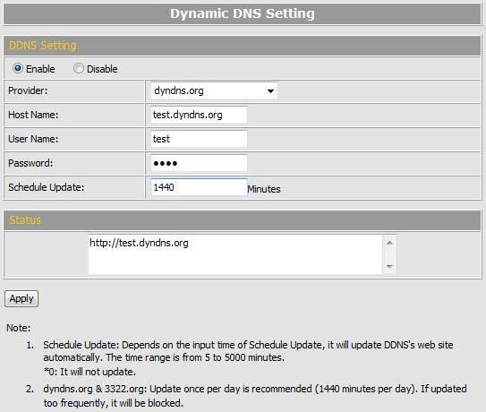 DDNS Setting This device supports DDNS, set the parameters in this page. DDNS Setting DDNS Setting There are several DDNS providers can be selected.
