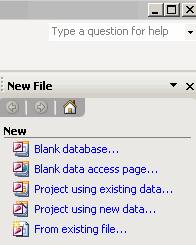 Office Automation 8.2.3 Creating Database To create new databases choose Blank Database from "Task Pane" appear on the right-hand side of the screen and specify a new file name for the database.