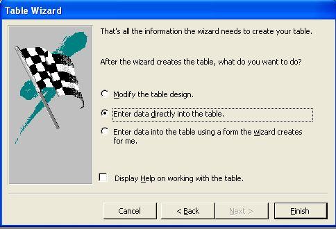 Introduction to Database Note If you want to modify or extend the resulting table, you can do so in Design View.