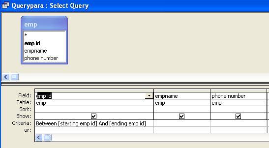 Office Automation You can have as many parameters as you like in a single query. For example, you can design it to prompt you for two values.