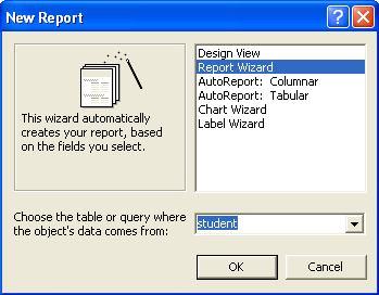 Office Automation Creating Report using Wizard The wizard asks you detailed questions about the record sources, fields, layout, and format you want and creates a report based on your answers. 1.