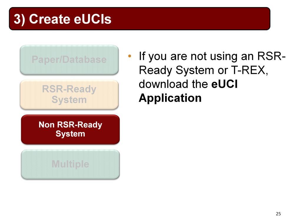 In the third step, each client must be assigned an euci. If you use an RSR-Ready system or T-REX, those programs will assign the euci for you.
