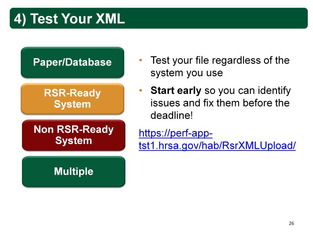 In step 4, you need to develop and test your XML file. While everyone must generate an XML file, RSR-Ready Systems and T-REX have a built-in function that will export your data in the correct format.