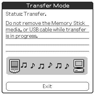 Transferring audio files from your computer to your CLIÉ handheld Audio Player starts. 3 Place your CLIÉ handheld on the cradle. 4 Tap Menu, Options, and then Transfer.