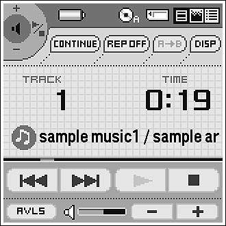 Playing audio files on your CLIÉ handheld 4 Tap. Playback starts from the first song. The track information appears during playback. Playback stops automatically when the song reaches the end.