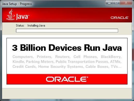 6. Please wait while the system is installing Java. 7.