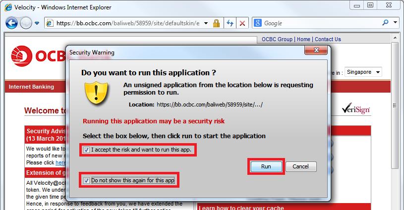 You will be prompted to run Java before entering login credentials, select I