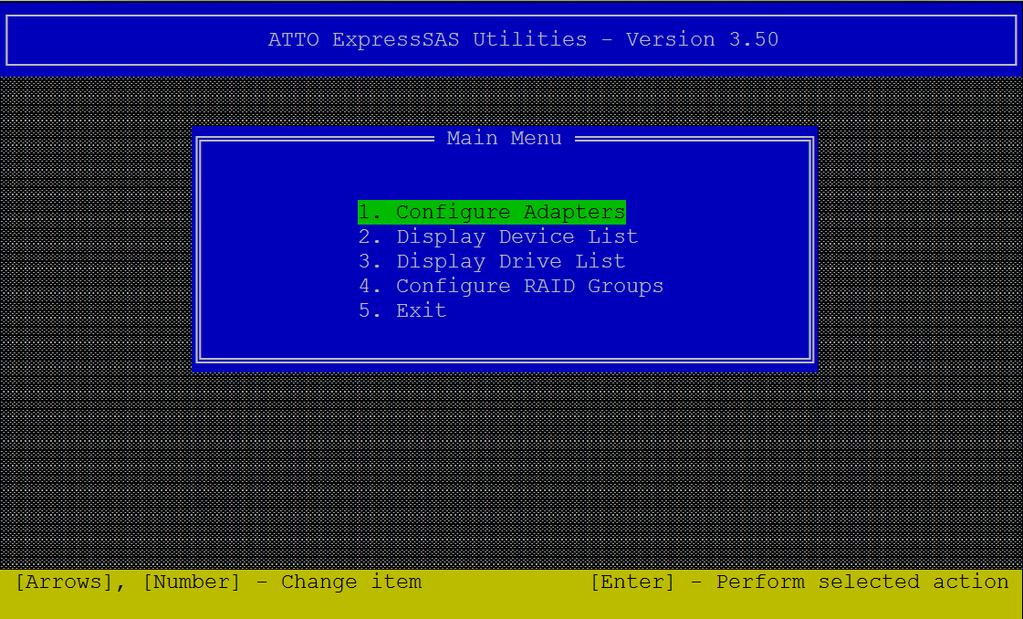 ExpressSAS EFI Utility The EFI driver for ATTO ExpressSAS storage adapters have a built-in EFI Utility which manages the adapter and the devices connected to the adapter.