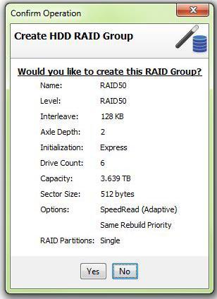 Create HDD RAID Group The Create HDD RAID Group wizard appears in the bottom panel when the HDD Group is selected.