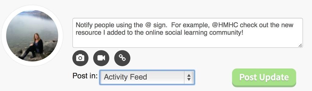 " Activity The Activity button allows you to view what has happened on the social learning community.
