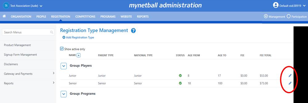 Management page.