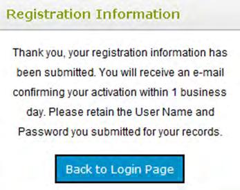 1 Registering for the Portal n Register for Your State (continued) 8. After you click the Continue button, a confirmation message appears.
