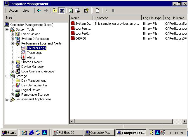 Windows 2000 Management Utilities 133 FIGURE 4.5 The Performance Logs and Alerts window Using the Performance Logs and Alerts utility is discussed in detail in Chapter 14, Optimizing Windows 2000.