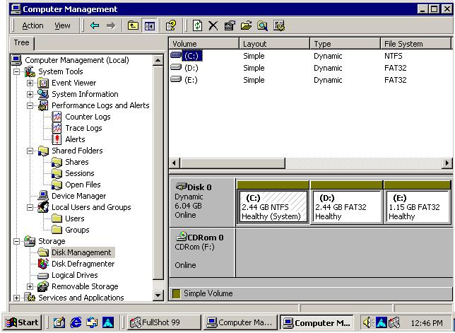 Windows 2000 Management Utilities 137 FIGURE 4.9 The Disk Management window Using the Disk Management utility is discussed in detail in Chapter 9, Managing Disks.