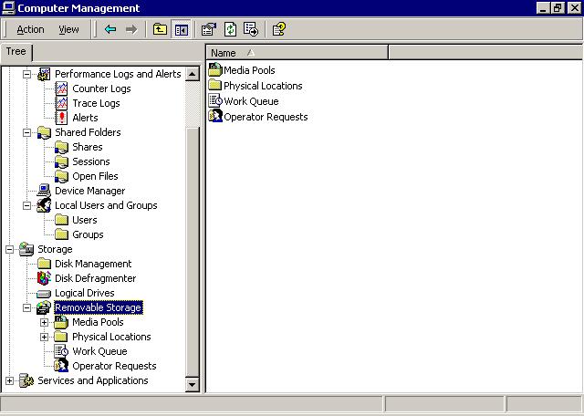 Windows 2000 Management Utilities 139 Removable Storage The Removable Storage utility provides information about your computer s removable storage media, as shown in Figure 4.12.